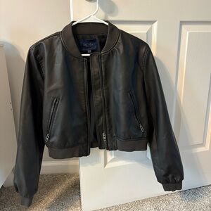 Rachel Roy Black Faux Leather Jacket size S